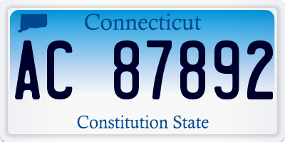 CT license plate AC87892