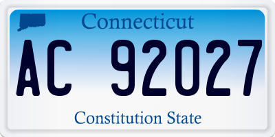 CT license plate AC92027