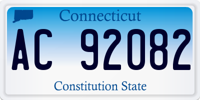 CT license plate AC92082