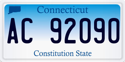 CT license plate AC92090