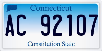 CT license plate AC92107