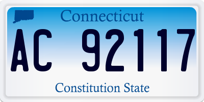CT license plate AC92117