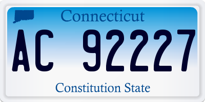 CT license plate AC92227