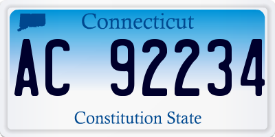 CT license plate AC92234