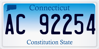 CT license plate AC92254