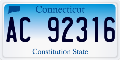 CT license plate AC92316