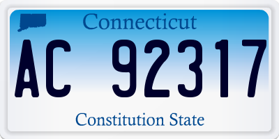 CT license plate AC92317