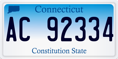 CT license plate AC92334