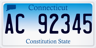 CT license plate AC92345