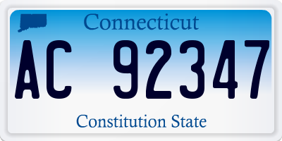 CT license plate AC92347