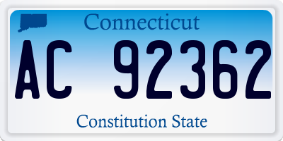 CT license plate AC92362