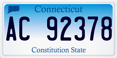 CT license plate AC92378