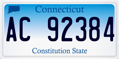 CT license plate AC92384