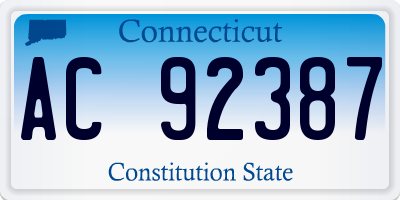 CT license plate AC92387