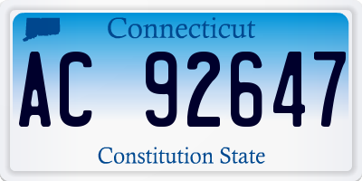 CT license plate AC92647