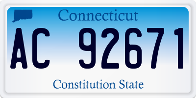 CT license plate AC92671