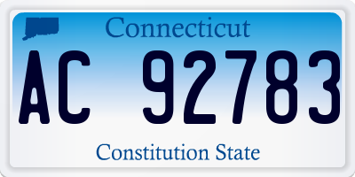 CT license plate AC92783