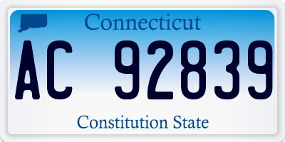 CT license plate AC92839