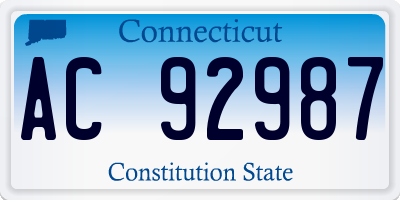 CT license plate AC92987