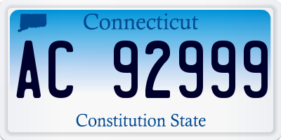 CT license plate AC92999