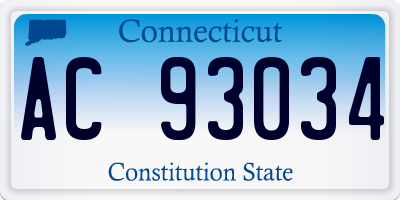 CT license plate AC93034