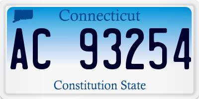 CT license plate AC93254