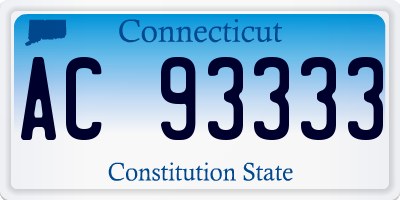 CT license plate AC93333