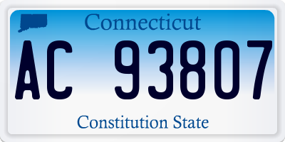 CT license plate AC93807