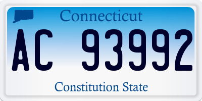 CT license plate AC93992