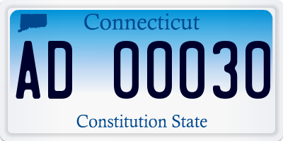 CT license plate AD00030