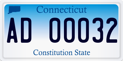 CT license plate AD00032