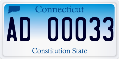 CT license plate AD00033