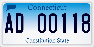 CT license plate AD00118