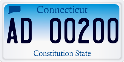 CT license plate AD00200