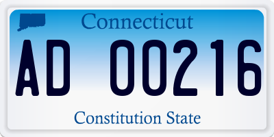 CT license plate AD00216