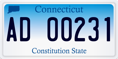 CT license plate AD00231