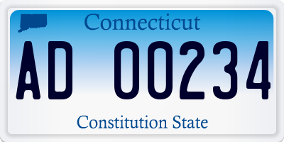 CT license plate AD00234