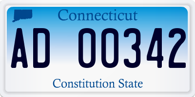 CT license plate AD00342