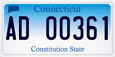 CT license plate AD00361