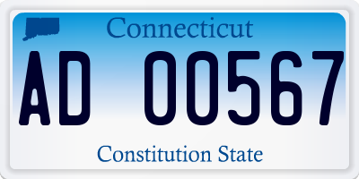 CT license plate AD00567