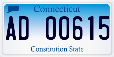 CT license plate AD00615