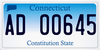 CT license plate AD00645