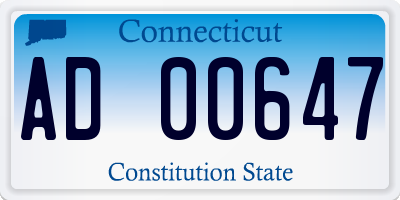 CT license plate AD00647