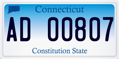 CT license plate AD00807