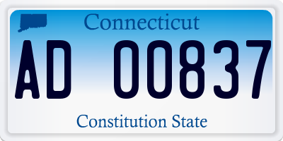 CT license plate AD00837