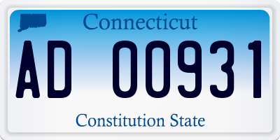 CT license plate AD00931