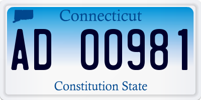 CT license plate AD00981