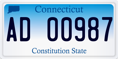 CT license plate AD00987