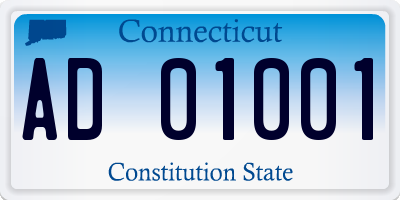CT license plate AD01001