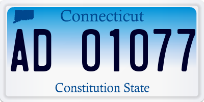 CT license plate AD01077